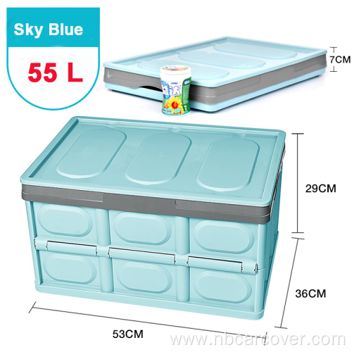 Light blue folding 30L car trunk lid organizer